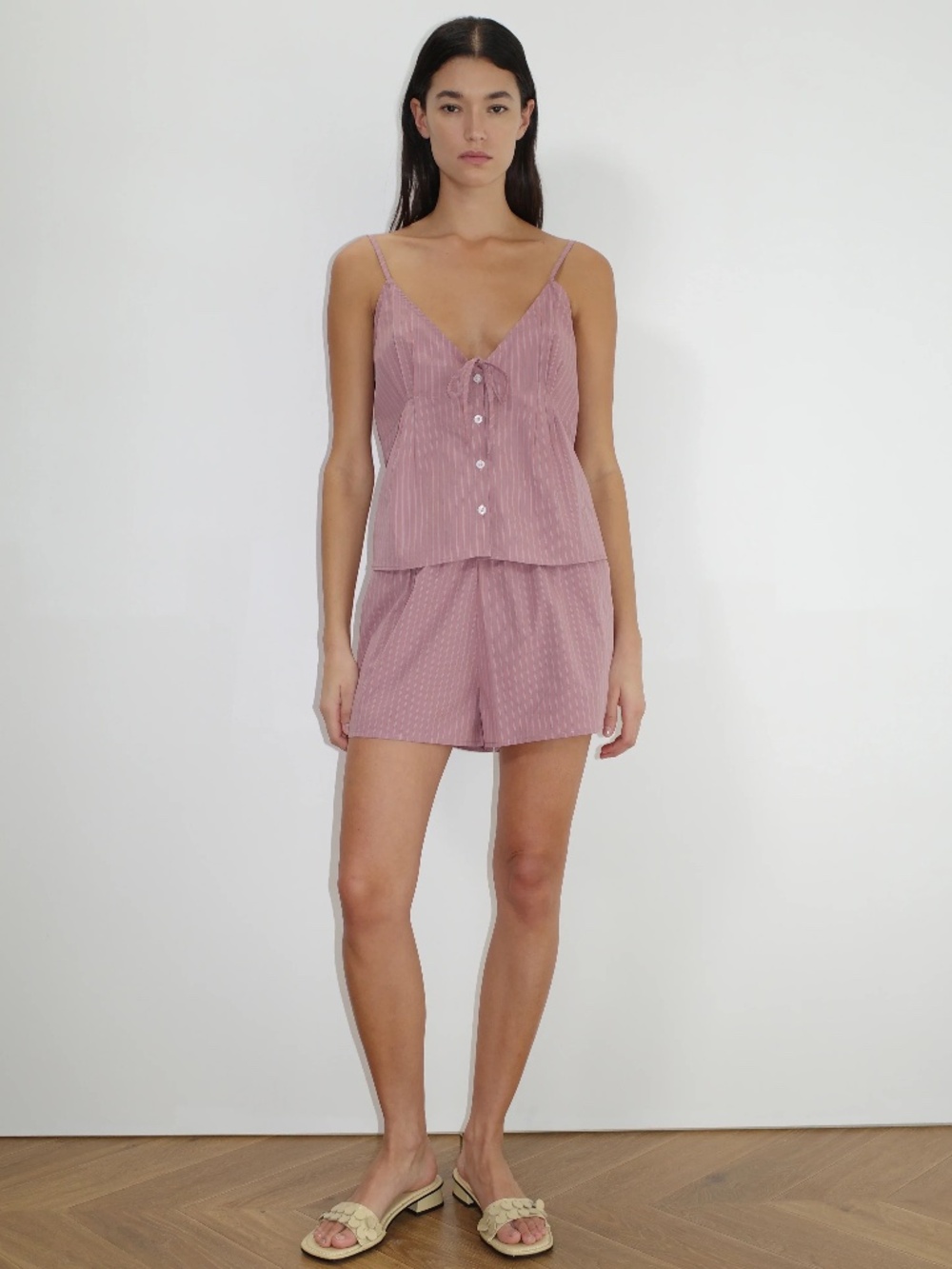 DEIJI STUDIOS The Placket Set In Salt Stripe Rose Organic Cotton SS2025 Soldout